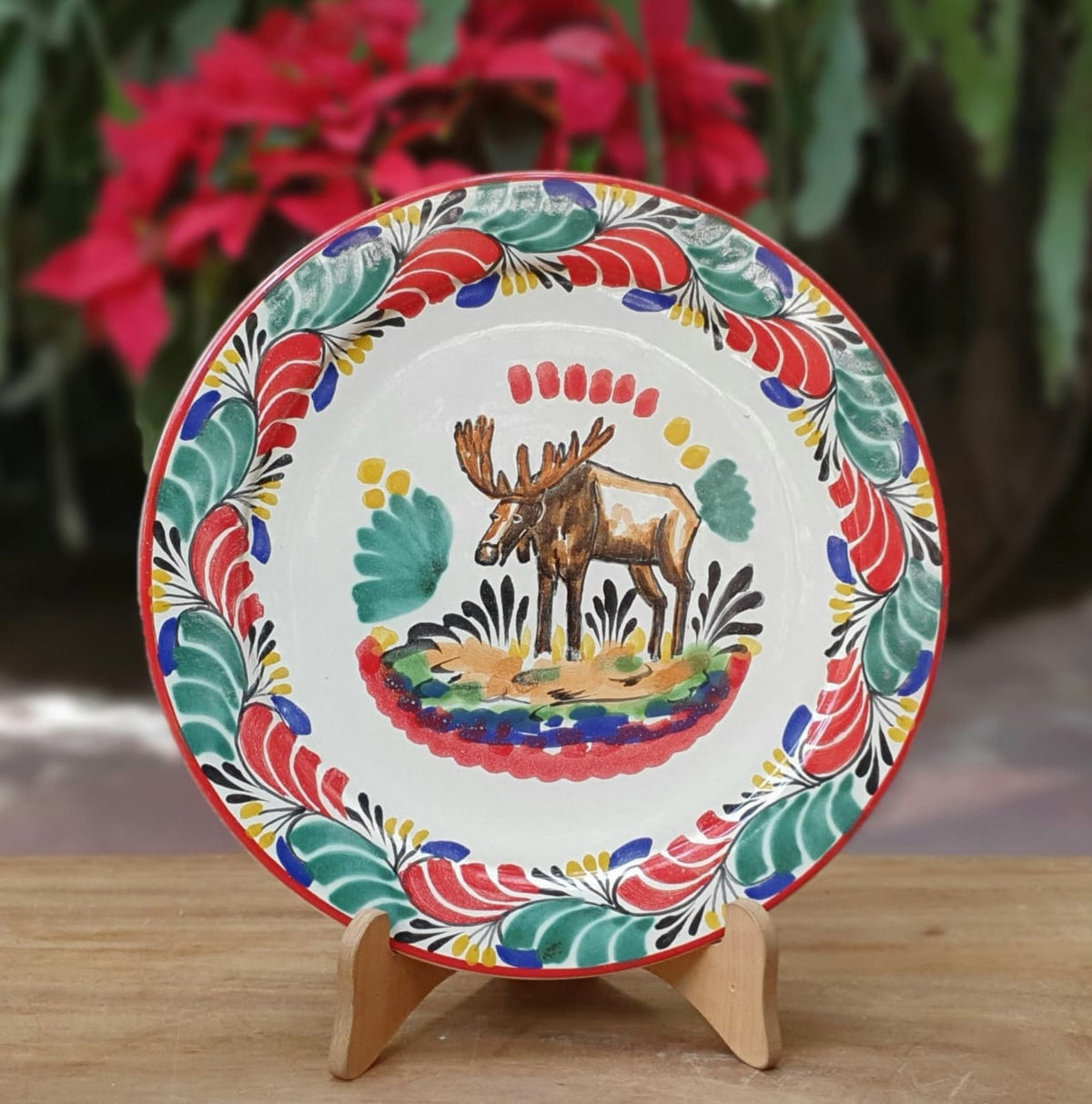 Moose Christmas Plates Multi-colors