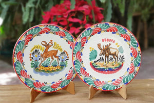 Deer and Moose Plates Sets of 2 Pieces Multi-colors