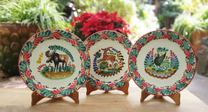 Moose Deer and Bird Plates Sets of 3 Pieces Multi-colors