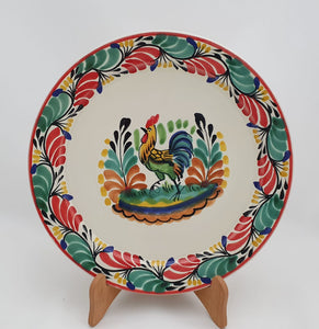 Rooster Christmas Plates Red-Green-Blue Colors