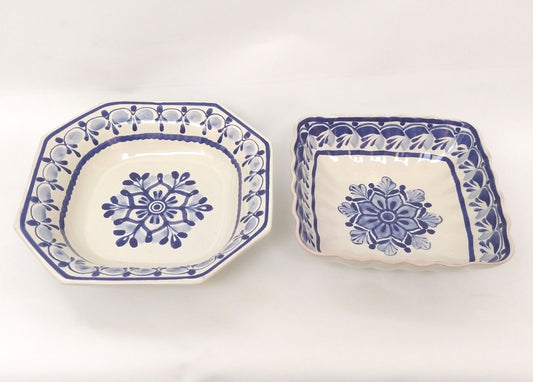 Flower Set Salad Bowl of 2 in Blue and White