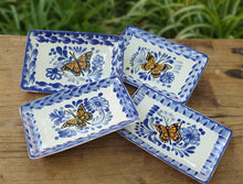 Butterfly Mini Rectangular Tray 3.9 X 5.5" Set of 4(Pieces) Blue and White
