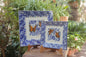 Juego de 2 platos cuadrados Butterfly azul y blanco 