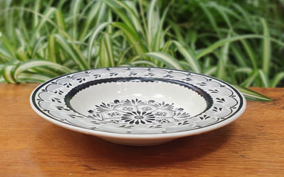 Flor Cereal-Pasta-Sopa Bowl Borde Plano V Blanco y Negro 