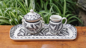 Sugar and Creamer Set forest pattern black (3 pieces)