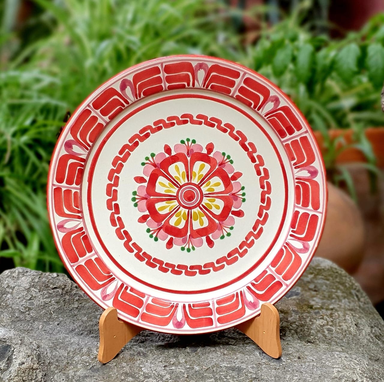 Mexican Plates Flower design yellow talavera mayolica handmade