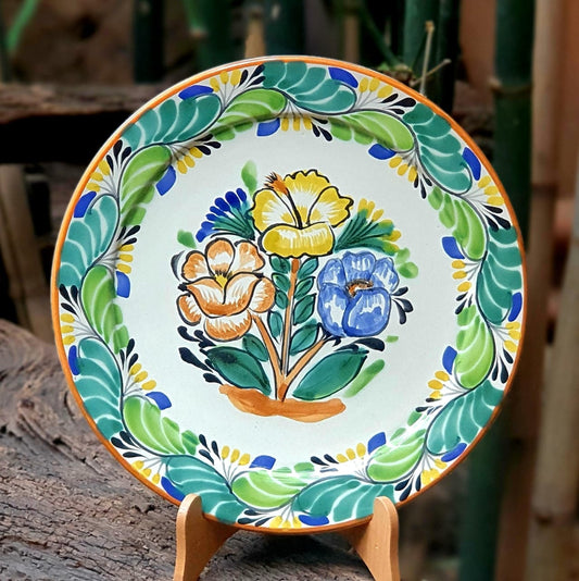 Plato Flores Arbol Multicolores 