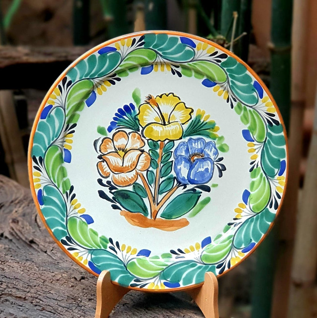 Flower Plate Mexican Ceramics tableware handcrafts Mayolica