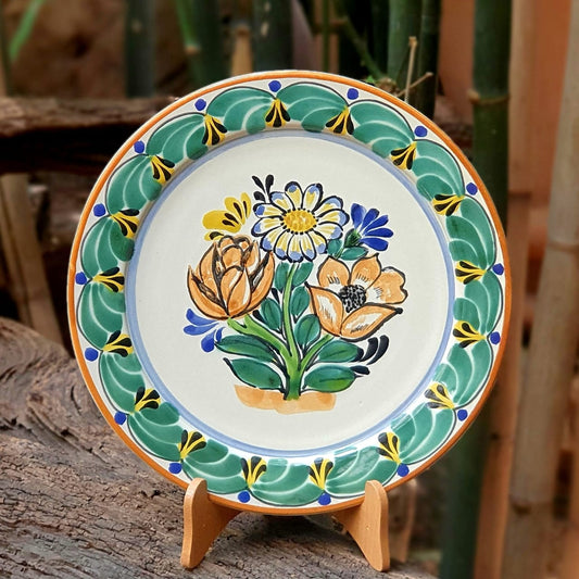 Plato Flores Arbol Multicolores 