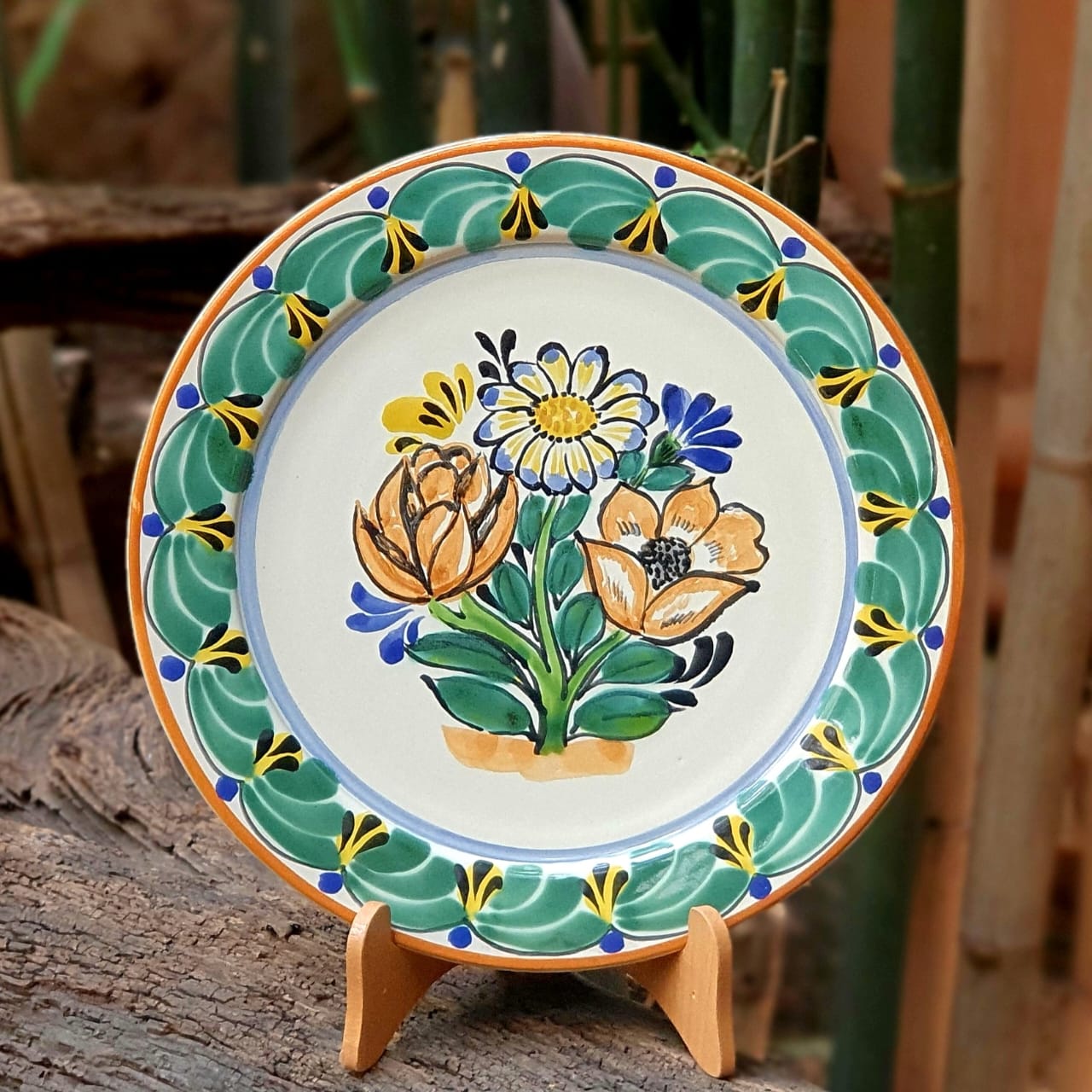 Flower Plate Mexican Ceramics tableware handcrafts Mayolica