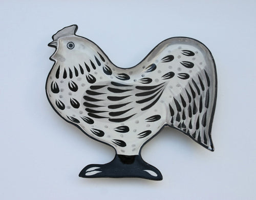 Rooster Snack Dish Black and White
