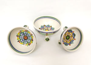 Flower Footed Bowl Set(3) MultiColors
