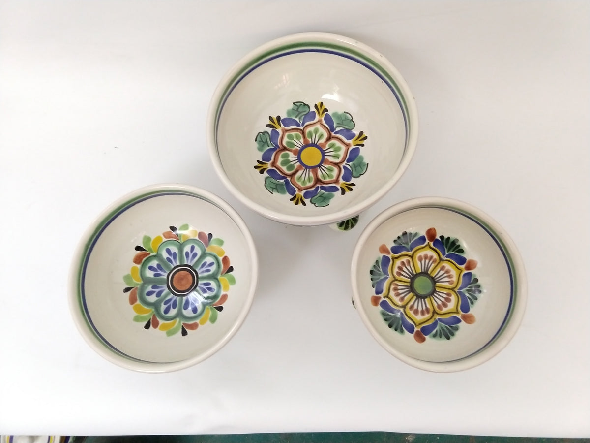 Flower Footed Bowl Set(3) MultiColors