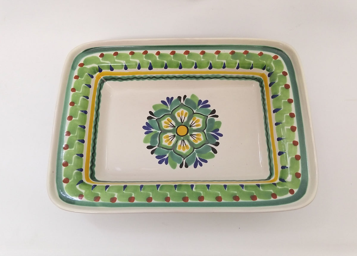 Flower Rectangular and Oval Snack Plates Set(2 pieces) MultiColors