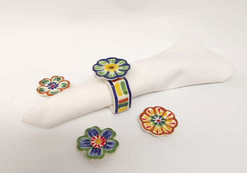 Napking Ring Rectangular Set of 4 + 4 Flower figure