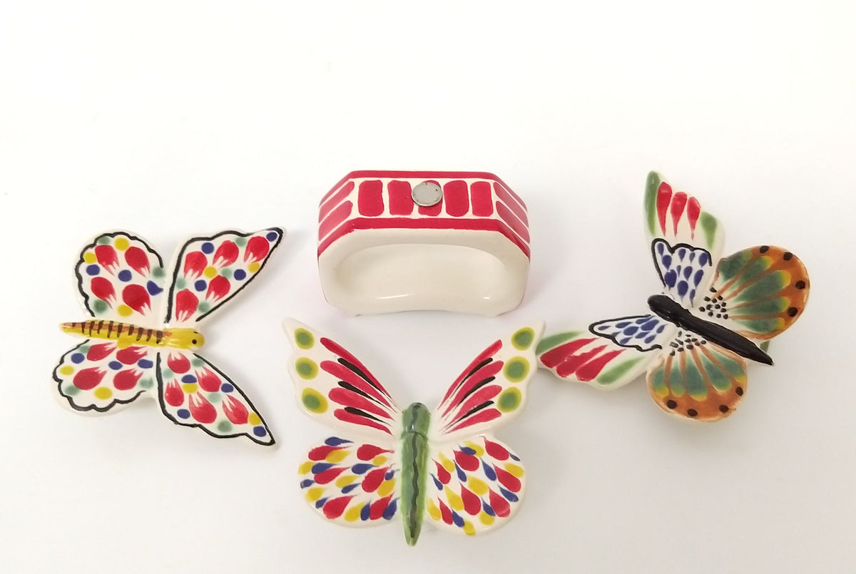 Napking Ring Rectangular Set of 4 + 4 Butterfly Figure