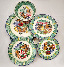 Butterfly Dish Set (6 pieces) One Service MultiColors - Mexican Pottery by Gorky Gonzalez