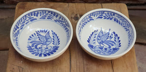 Bird Cereal/Soup Bowl Set of 2 Pieces Blue and White