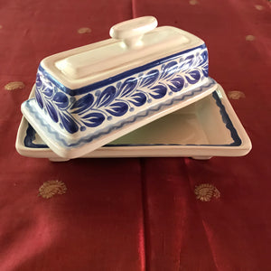 Butter Dish Blue and White