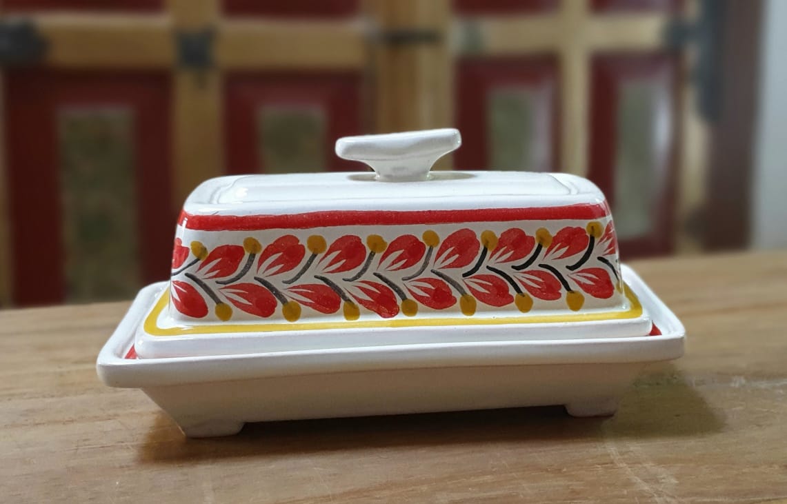 Butter Dish Red Colors
