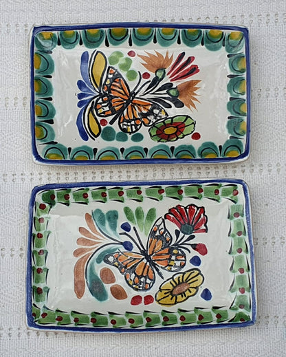 Monarch Butterfly Mini Rectangular Tray 3.9 X 5.5" Set of 2(Pieces) Multicolors