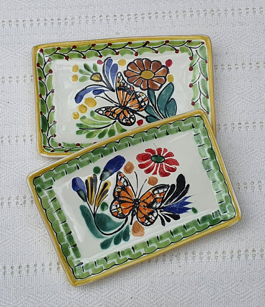 Monarch Butterfly Mini Rectangular Tray 3.9 X 5.5" Set of 2(Pieces) Multicolors