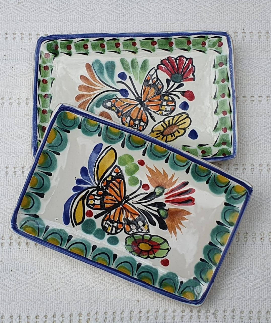 Monarch Butterfly Mini Rectangular Tray 3.9 X 5.5" Set of 2(Pieces) Multicolors
