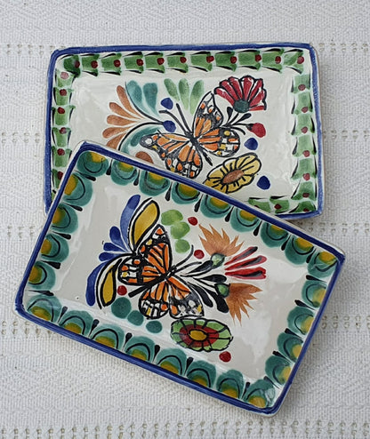 Monarch Butterfly Mini Rectangular Tray 3.9 X 5.5" Set of 2(Pieces) Multicolors