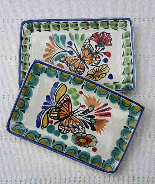 Monarch Butterfly Mini Rectangular Tray 3.9 X 5.5" Set of 2(Pieces) Multicolors