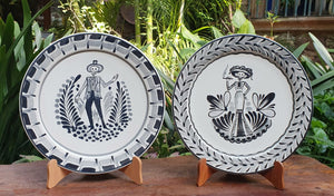 Catrina & Catrin Plates Sets of 2 pieces Black and White