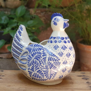 Chicken Figure Decorative Vase Blue and White