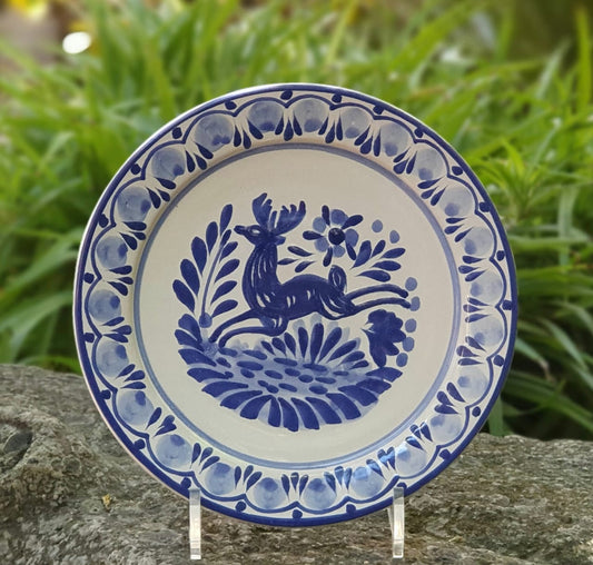 Deer Plate Blue and White