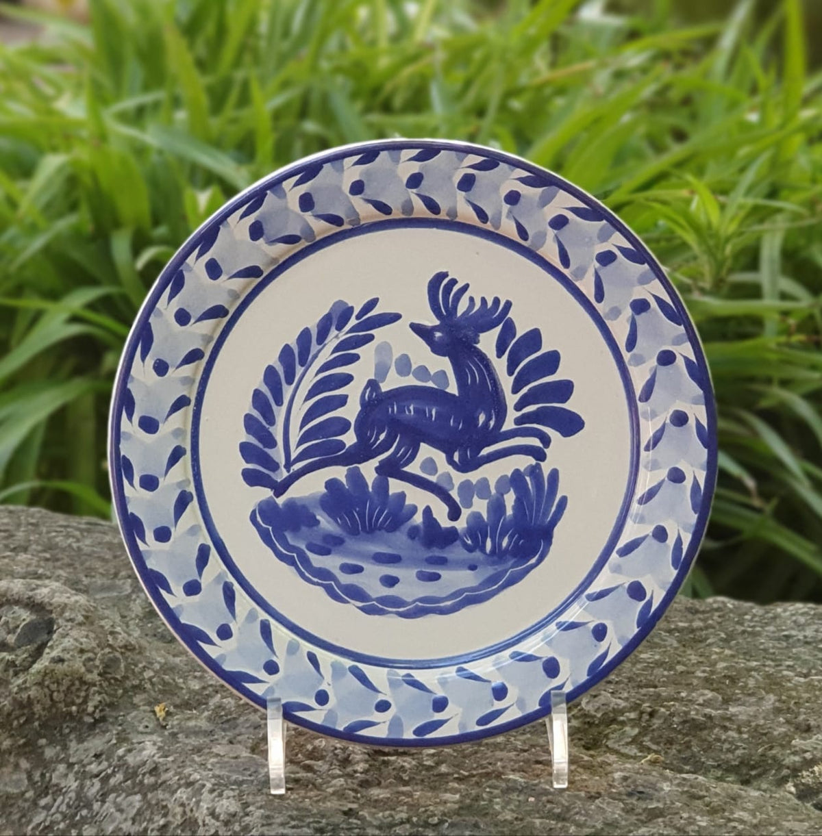 Deer Plate Blue and White