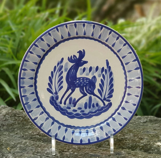 Platos Ciervo Azul y Blanco 