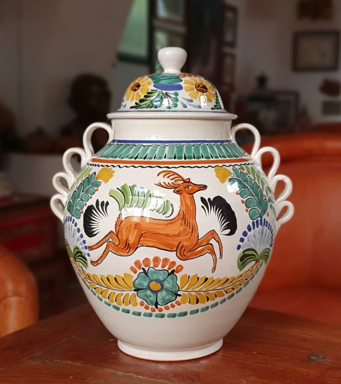 Deer Decorative Vase Large Gto Jar 16.5