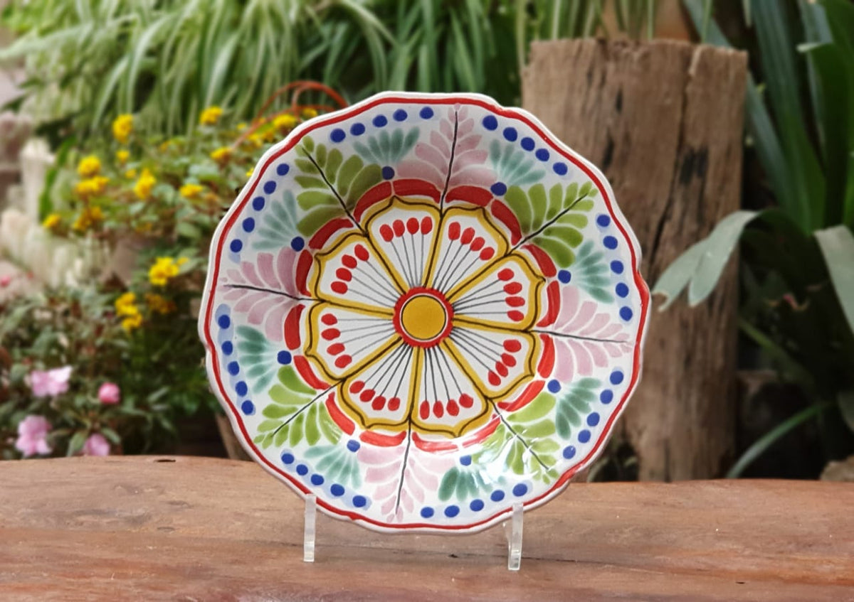 Flower Shape Plate w/Flowers MultiColors