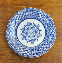 Flower Shape Plates w/Flowers Blue and White