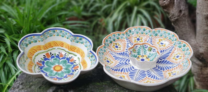 Juego de 2 snacks de flores (tazón de flores y tazón de chips de tortilla de flores) 