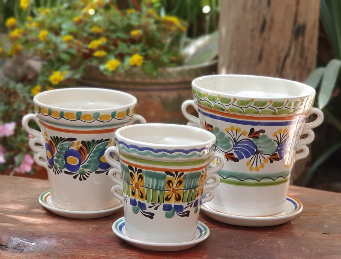 bright coloured ceramic plant pots Mexican Pottery Flower Pots Ceramic hand made Mexico Gorky Pottery Garden Home