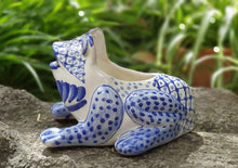 Frog Shape 6.7" W x 5.9" H Flower Pot Blue and White