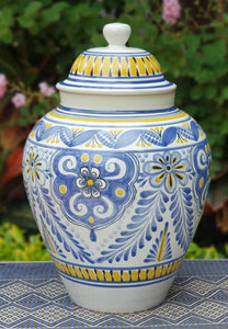 Decorative Vase w/Lid  Morisco Pattern Multi-colors