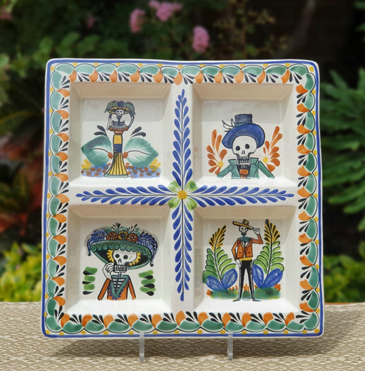Catrina Square Tray w/4 Division  12.4*12.4" MultiColors