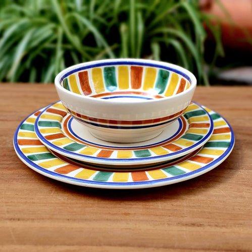 Happy Stripes Dinner Set of 3 Pieces with border MultiColors