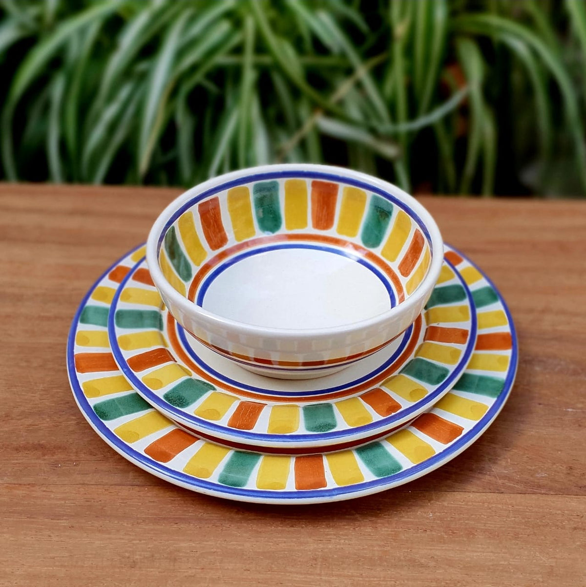 Happy Stripes Dinner Set of 3 Pieces with border MultiColors