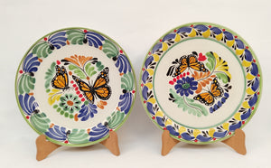 Butterfly Dinner Plate 10.2" Diameter Set of 2 - Mexican Pottery by Gorky Gonzalez