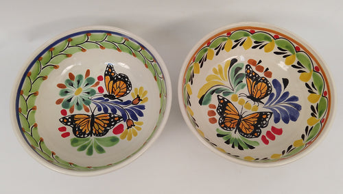 Butterfly Cereal Bowl 16.9 Oz Set of 2 Green Colors - Mexican Pottery by Gorky Gonzalez