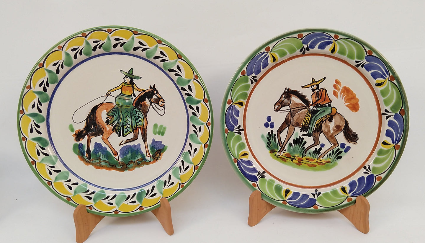 Cowboy and Cowgirl Plates Sets of 2 Pieces Multi-colors
