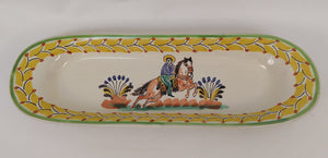 CowBoy Oval Long Plate 17.3x5.5 in Yellow Colors