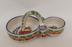Olive Snack Dish Green-Terracota Colors
