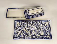 Buther Dish & Small Tray Set of 2 Milestones Blue and White - Mexican Pottery by Gorky Gonzalez